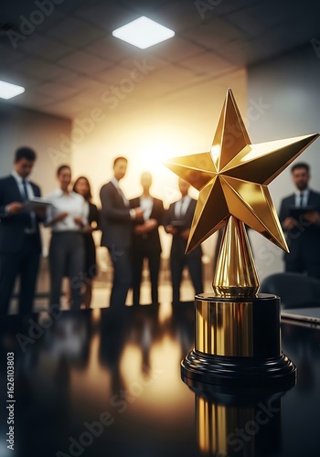 Golden star trophy award ceremony achievement success