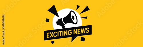 Bold Announcing Exciting News with Megaphone Against a Vivid Yellow Background Illustration