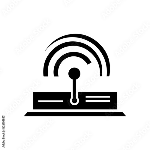 Black silhouette of radio transmitter broadcasting signals