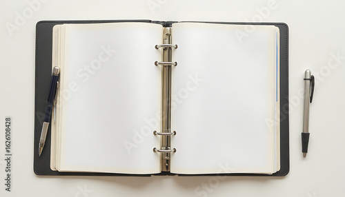 Wallpaper Mural Open Binder with Pen and Blank Pages Torontodigital.ca