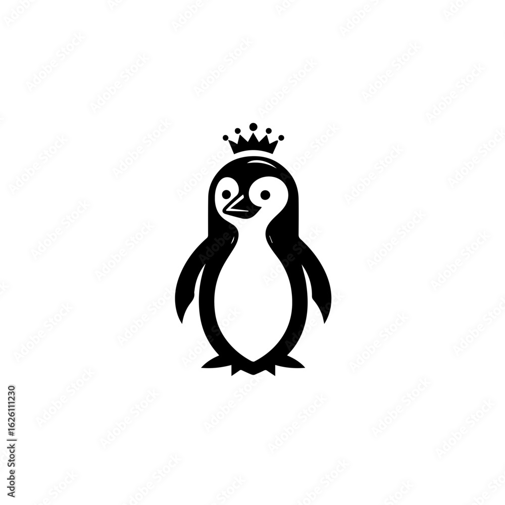 Obraz premium Royal Penguin Character with Crown Logo.