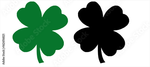 Good luck four leaf clover flat icon set isolated on transparent background.