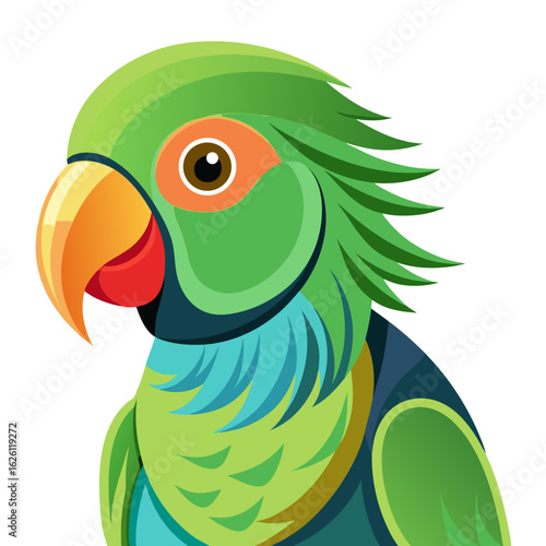 cartoon parrot on a branch