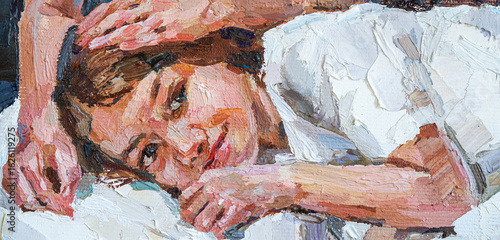 Impressionist oil painting of two girls in white dresses sharing a quiet, affectionate moment.
