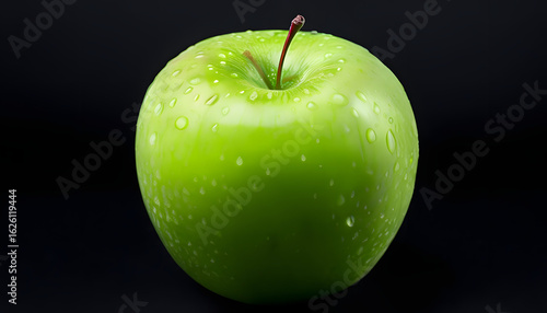 green apple on black background