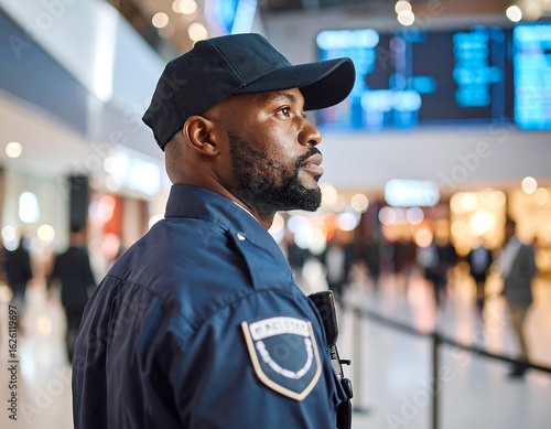 Security guard in airport terminal