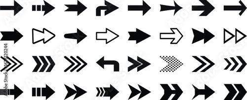 Arrow icons set. Arrow collection. Simple arrow big set. Collection different Arrows on flat style for web design or interface Vector illustration.