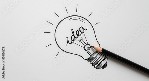 Hand-drawn lightbulb with idea