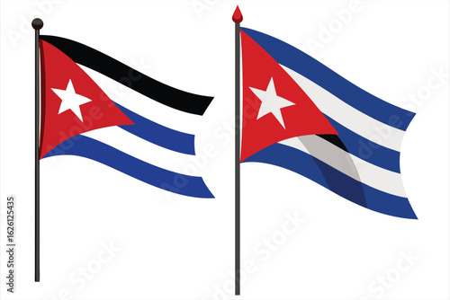 Quadro su tela Cuban flags waving on poles, isolated on white background