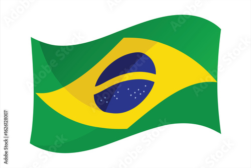 Waving flag of brazil isolated on white background