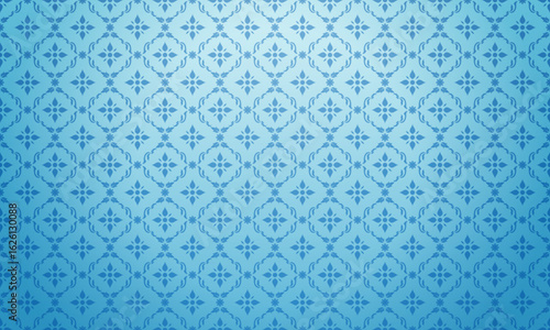 Luxury Thai Floral pattern on blue background vector illustration. Lai Thai blue tone
