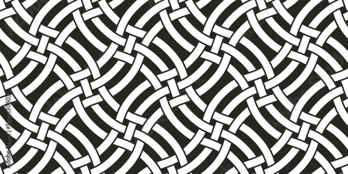 Weaving seamless pattern, traditional wicker lacing handcraft endless abstract background, geometric line weave wallpaper.