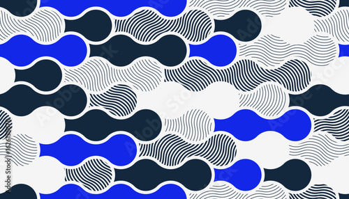 Runny water seamless pattern, vector waves lines geometric abstract background, liquid in motion endless wallpaper.