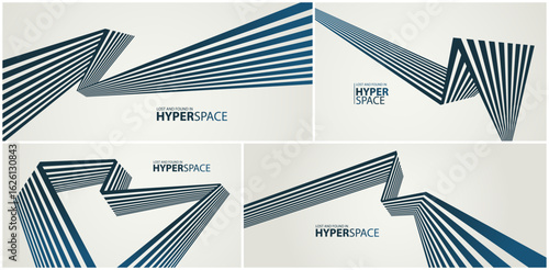 3D lines in impossible perspective vector minimal abstract background set, force and energy in dynamic motion creative concept, surreal speed.