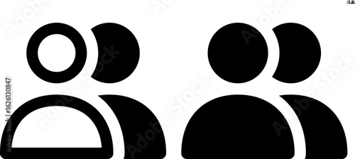 Vector group of people icon in outline and solid styles for UI and web design, 48px, 10% margin