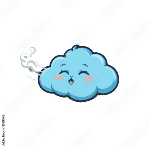 Blue cloud shaped cartoon vector illustration