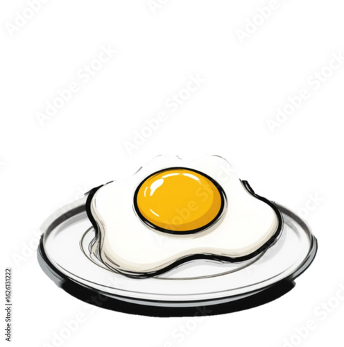 Vector illustration of fried egg on a plate 