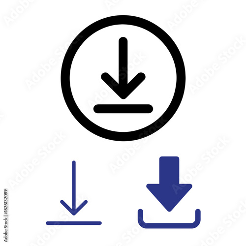 Blue download icons on white background arrow symbol