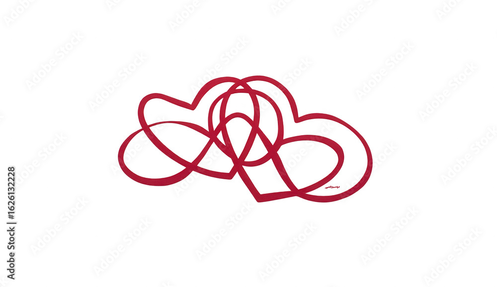 Fototapeta premium Red hearts intertwined, abstract design