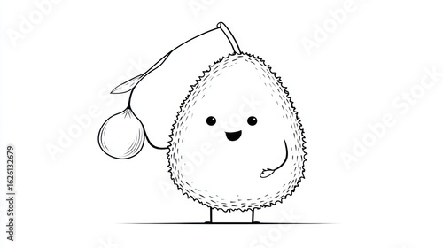 Cute cartoon avocado holding a balloon