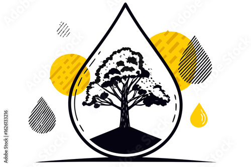 sustainable logo design, eco friendly tree illustration, water drop nature concept, environmental save symbol vector, health and wellness graphic

