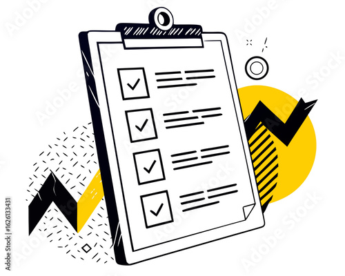 checklist clipboard with multiple completed check marks, symbolizing task completion, project management, and successful to-do lists for business organization and planning.