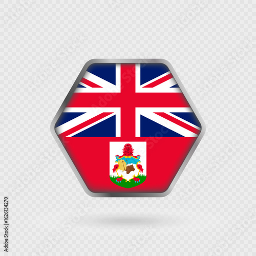 Bermuda flag in a hexagon frame.