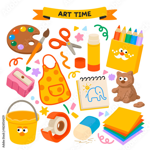 Preschool Art Class Icon Set Illustration