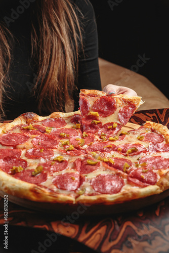 Fresh and juicy pizza with dressing