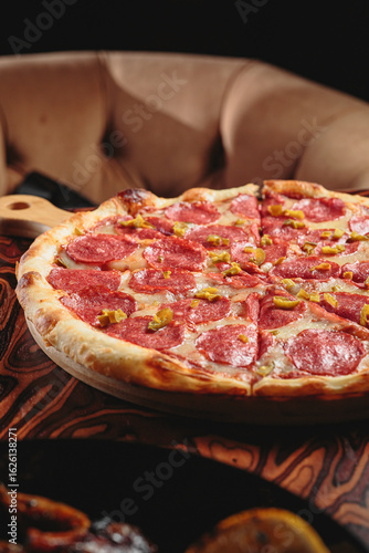 Fresh and juicy pizza with dressing