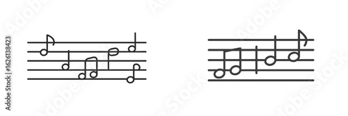 Musical notations displayed on staff lines illustrating various musical elements