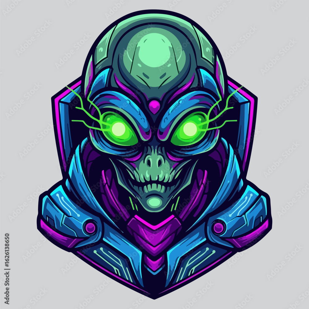 Fototapeta premium alien mascot vector with futuristic armor