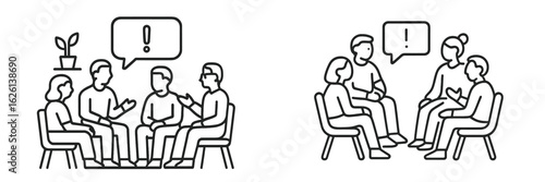 Group discussion on ideas and collaboration in a meeting setting with attentive participants