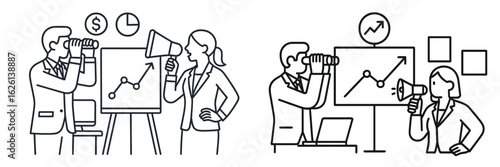 Business professionals strategizing with data analysis at a corporate meeting in a modern office setting during daylight hours