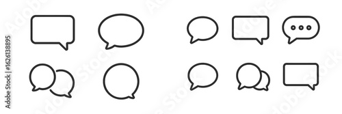 Various speech and thought bubble designs suitable for graphic representation in digital communications