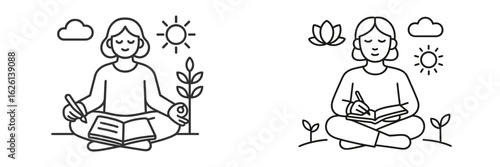 Mindfulness practice with journaling and nature in a peaceful setting during the day