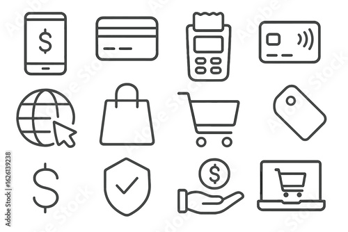 Digital payment concepts and tools for modern shopping and online transactions in various formats