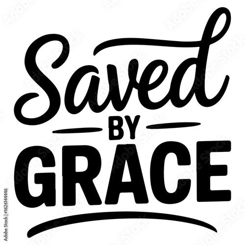 Elegant calligraphic design of Saved By Grace Transparent Vector