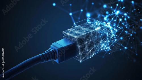 Network connection, data transfer, digital technology concept.