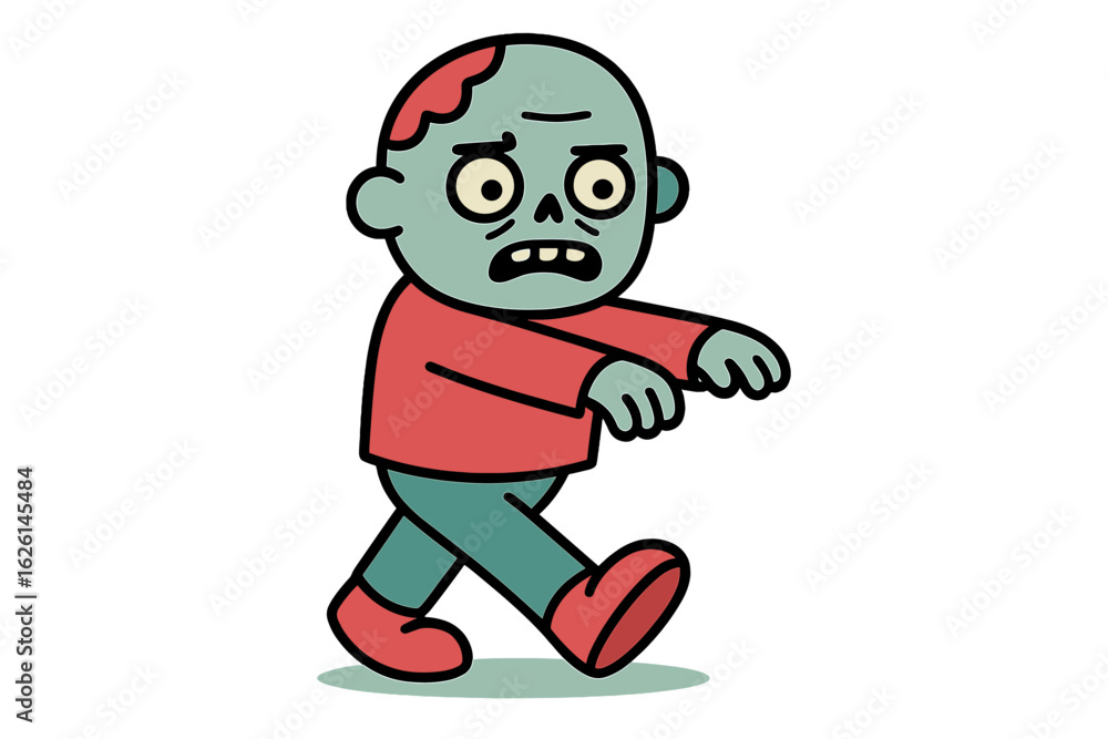 Vector illustration of an adorable zombie boy in a tattered halloween costume walking Vector illustration of an adorable zombie boy in a tattered halloween costume walking
