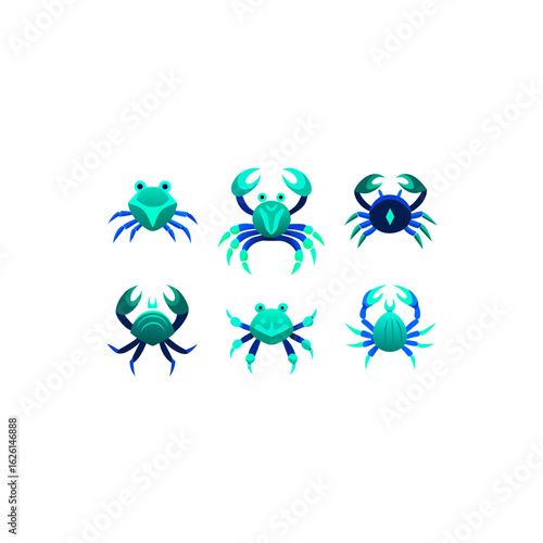 8 different bioluminescent crab set   crabs with g