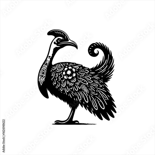 Decorative Stylized Cassowary Bird Vector Illustration.