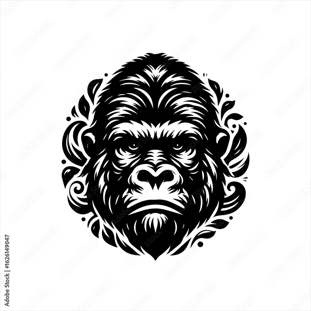 Fototapeta premium Powerful Gorilla Head Tribal Vector Illustration.