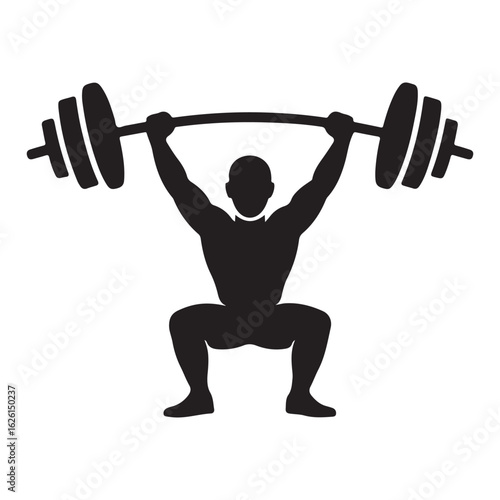Weightlifter performing a squat silhouette