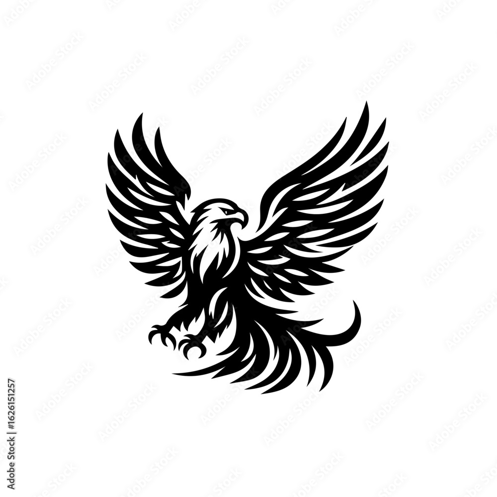 Fototapeta premium Majestic Eagle Silhouette with Spread Wings.