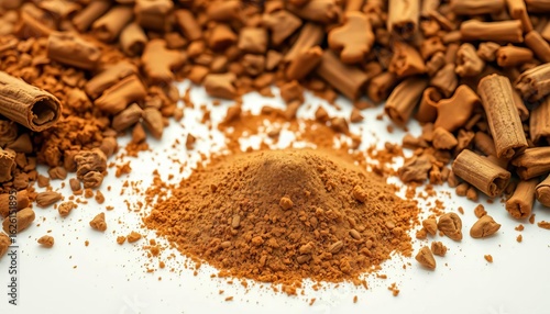 Wallpaper Mural Ground cinnamon, warm brown hues, pile on white,  copy space,  aromatic Torontodigital.ca