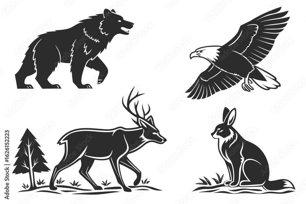 Fototapeta premium set of animals silhouettes