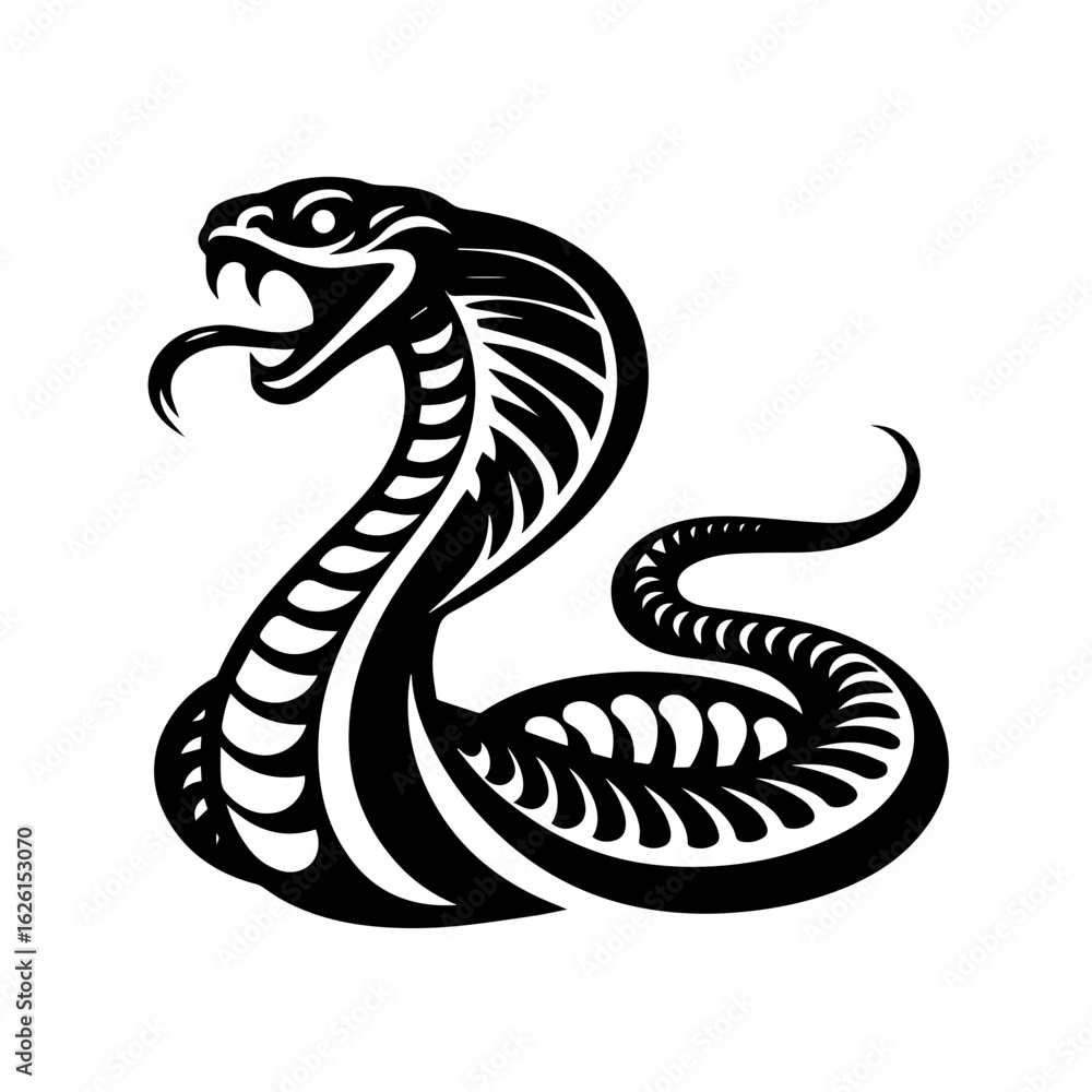Fototapeta premium Stylized Black Cobra Snake Illustration.