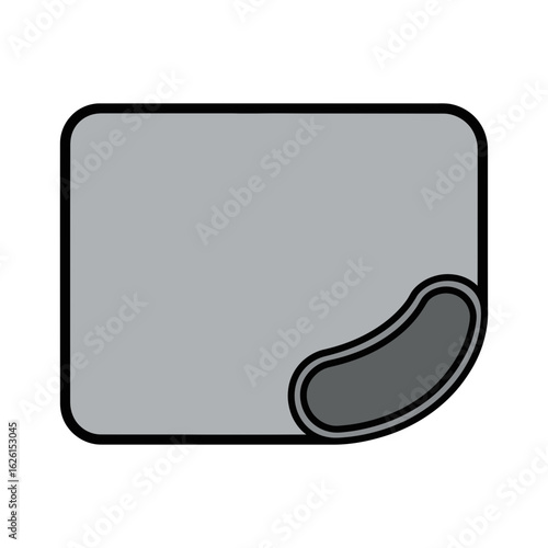 Gray rectangular blanket with rounded corner design  