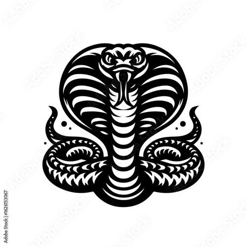 Stylized Black Cobra Snake Emblem Design.
